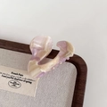 French marble pattern acetate bow hair claw clip in pink and beige for women - Purple
