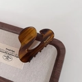 Tortoiseshell acetate hair claw clip with golden Barrette La France text engraving - Brown Stripes