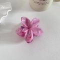 Vue détaillée d'une pince à cheveux fleurie rose et violette avec motif marbré - 5# Rose