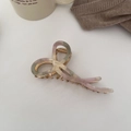 Elegant large acetic acid hair claw clip with bow design and colorful marble texture - AB Color