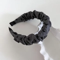 Eleganter grauer Falten-Haarreif mit schwarzen Schleifenmustern und Puffy-Design - 3# Grau Schleife