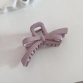 Pince à cheveux nœud lavande élégante en résine brillante avec lettrage doré fin - Rose
