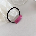 Pink square acetate hair tie with high elastic band and France Handmade detail - Rose Pink