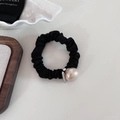 Elegante elastico per capelli nero con grande perla rosa e tessuto elastico da donna - Rosa