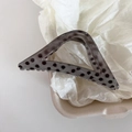 Translucent grey hair claw clip with black polka dots and minimalist shark clip design - Gray Triangle