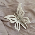 Elegante molletta per capelli a farfalla in acetato beige con finitura lucida da donna - Beige