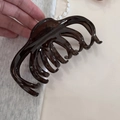 Grande pince à cheveux en résine ambrée, style français pour cheveux épais et denses - Gris foncé