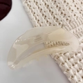 Elegante pinza para el pelo color crema en resina brillante con texto France Handmade - Blanco Perla