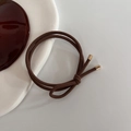 Elastic coffee hair tie with golden metal closure and stylish knotted design - Dark Coffee