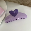 Close-up of a 13cm oversized heart-shaped hair claw clip in purple contrast tones - Heart Hair Claw / Purple