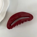 Grande molletta per capelli rossa in acetato con scritta dorata France Handmade - Stile Semitondo Traforato / Rosso Scuro