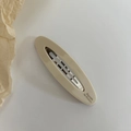 French style beige oval resin hair clip with Barrette la France lettering - Off-white