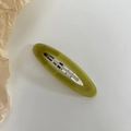 Minimalist olive green oval BB hair clip for women with translucent finish - Green