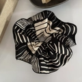 Detail of satin scrunchie with French black and white stripes and fine hemmed edges - Black Stripe
