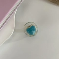 Mini pinza de pelo transparente con detalle de corazón azul para flequillo y coleta - Azul