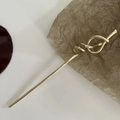 Spilla per capelli minimalista in metallo dorato con nodo a spirale in stile orientale - Oro