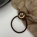 Elastische zwarte haarstrik met donkerbruine smiley-bedel voor schattige kapsels - Bruin