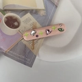 Fermaglio per capelli rosa stile Y2K con strass colorati e decorazione a stella a croce - Rosa