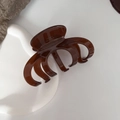Large dark brown tortoise shell acetate hair claw clip with golden France handmade logo - Reddish Brown