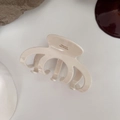 Minimalist cream resin hair claw clip with gold France handmade logo lettering - Off-white