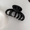 Minimalist glossy black hair claw clip with golden France handmade logo engraving - Black