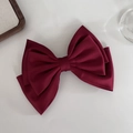 Grote bordeauxrode satijnen haarstrik clip voor een elegante Franse vintage look - Bordeauxrood