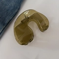 Minimalist translucent olive green jelly shark hair claw clip with silver spring - Matcha Green