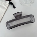 Minimalist smoke grey translucent hair claw clip for thick hair in rectangular design - Transparent Gray