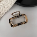 Retro square tortoiseshell acetate hair claw clip with gold metal spring for women - Light Leopard