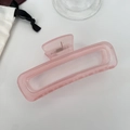 Translucent pink rectangular hair claw clip for women in a minimalist modern style - Jelly Pink