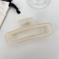 Minimalistische cremeweiße 13cm Haarklammer in Rechteckform mit Glanzeffekt - Gelee Weiß