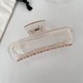 13CM large translucent jelly pink rectangular hair claw clip with geometric hollow design - Clear