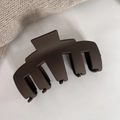 Macro shot of large matte dark brown hair claw clip with wide square handle on white background - Dark Coffee