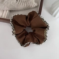 Coletero marrón café estilo francés con elegantes flecos de tweed y tejido grueso - Café