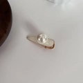 Fermaglio per capelli vintage francese con perla bianca e finitura in smalto crema - Bianco