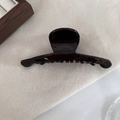 Dettaglio della pinza per capelli in acetato marrone scuro con scritta Barrette La France oro - Grande / Gruccia Stile