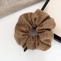 Deep brown knitted scrunchie with retro diamond pattern and elastic knit texture - 1# Khaki