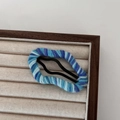 Cloud-shaped BB hair clip wrapped in blue and purple knit yarn for women and girls - Blue
