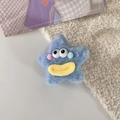 Dettaglio molletta per capelli a stella in peluche blu con simpatici occhi da cartone - 5# Stella Blu