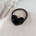 Coletero de acetato negro en forma de corazón con logo dorado y cuerda elástica café - 8# Negro