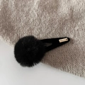 Fermaglio per capelli nero con pompon in peluche e targhetta dorata fatta a mano - 3# Nero - Palla Nera