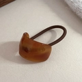 French vintage tortoiseshell acetate hair tie with high elastic band in brown - Caramel Amber Style