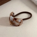 Detail of French acetate hair tie with marble texture and high elasticity rubber band - Coffee Textured Marble Style