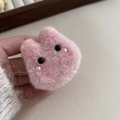 Cute pink plush rabbit hair clip with soft fur and pearl details for girls - Pink Rabbit Hair Clip