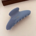 Large misty blue acetate hair claw clip with gold handmade lettering and sturdy teeth - Fan-shaped Claw Clip
