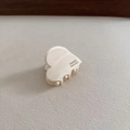 Detail of cream heart hair clip showing France Handmade engraving and acetate texture - 6# Cream White