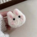 Plush bunny hair clip with flower and pearl details for girls' hairstyles - White Rabbit Hair Clip