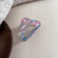 Detail der rosa und blauen marmorierten Acetat-Haarklammer mit goldenem Handmade-Schriftzug - 5# Rosa & Blau Gestreift