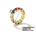 Detailed view of eternity band featuring multi-colored oval stones and product dimensions - Size 7 / Gold Colorful Style (KSR00139GDCR07)