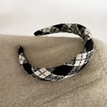 Klassisches Haarreif mit schwarz-weißem Karomuster und Retro-Stricktextur - 1# Schwarz-Weiß-Karo (3CM)